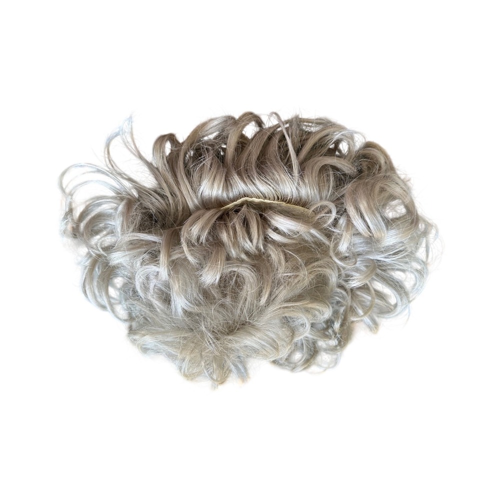 Elura Vintage Ash Blonde Curly Short Synthetic Wig Modacrylic Japan Fiber Korea